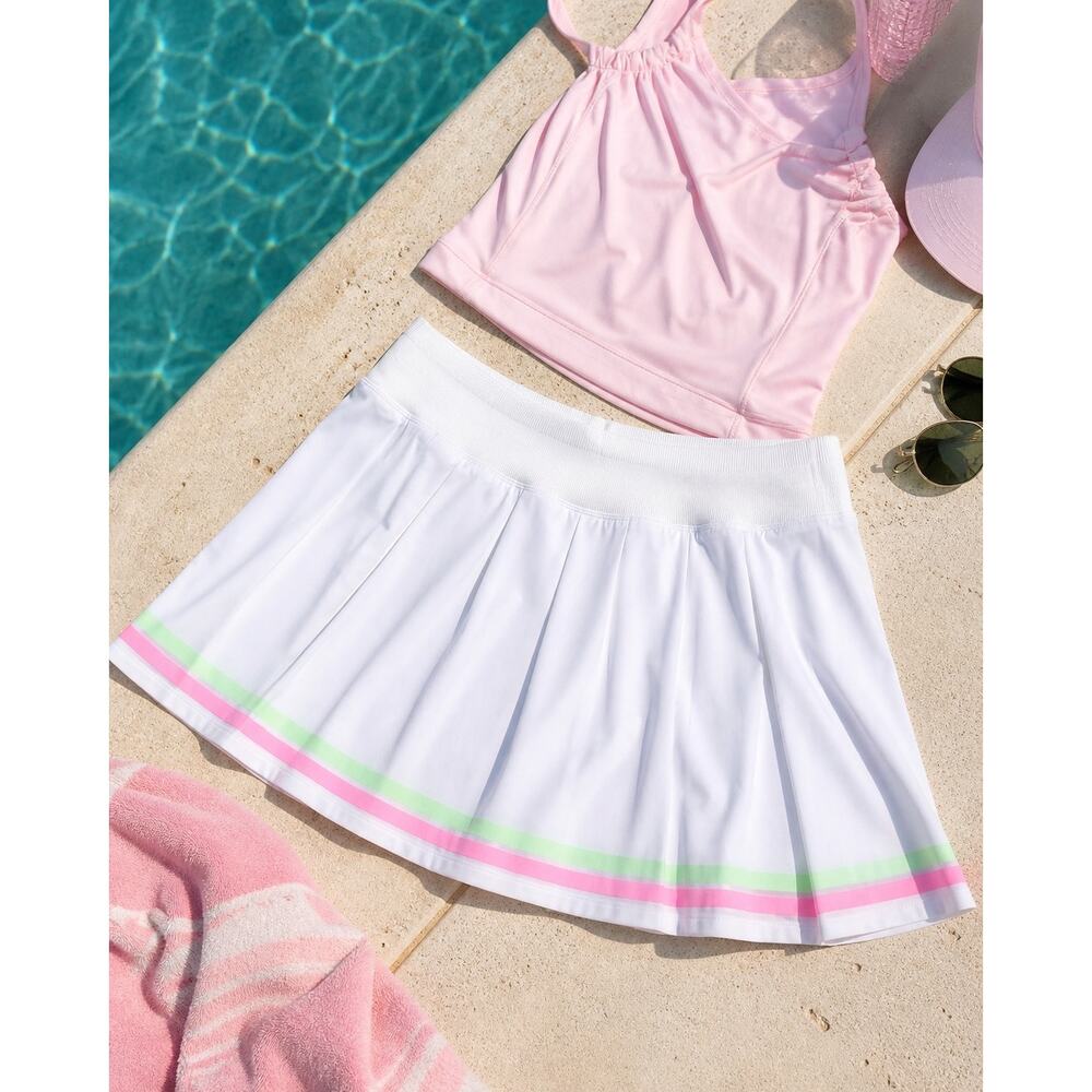 Lilly Pulitzer Luxletic White Tennis Skort XL NWT Cosmina High Rise Pink Green